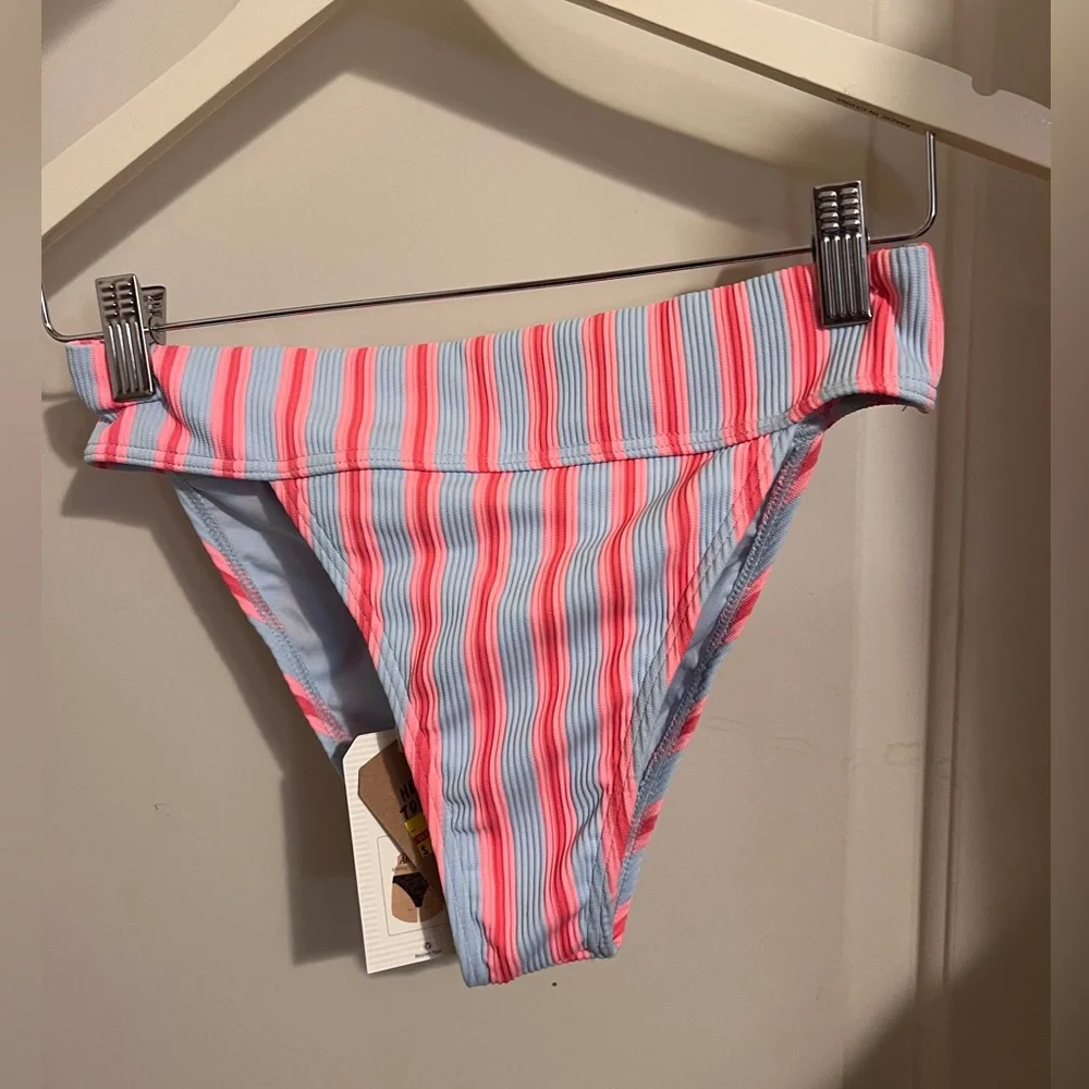 Billabong $59 Surf Stripe Aruba Bikini Bottom Striped Blue Pink Beach Swim